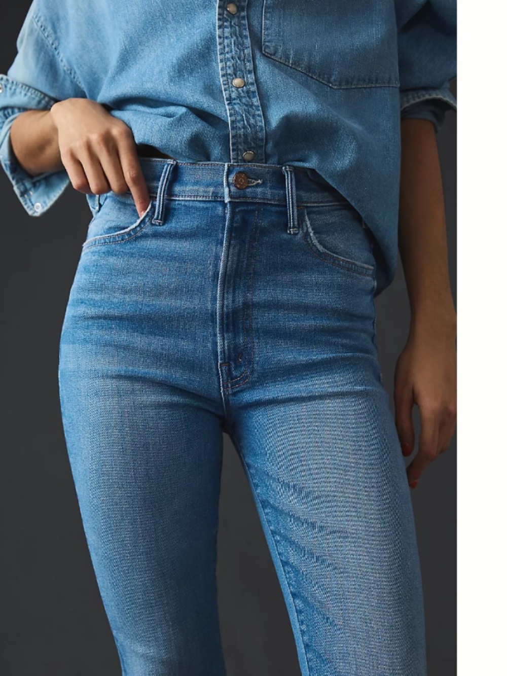 MOTHER The Hustler High-Rise Ankle Fray Jeans in Layover - Picture 4 of 12